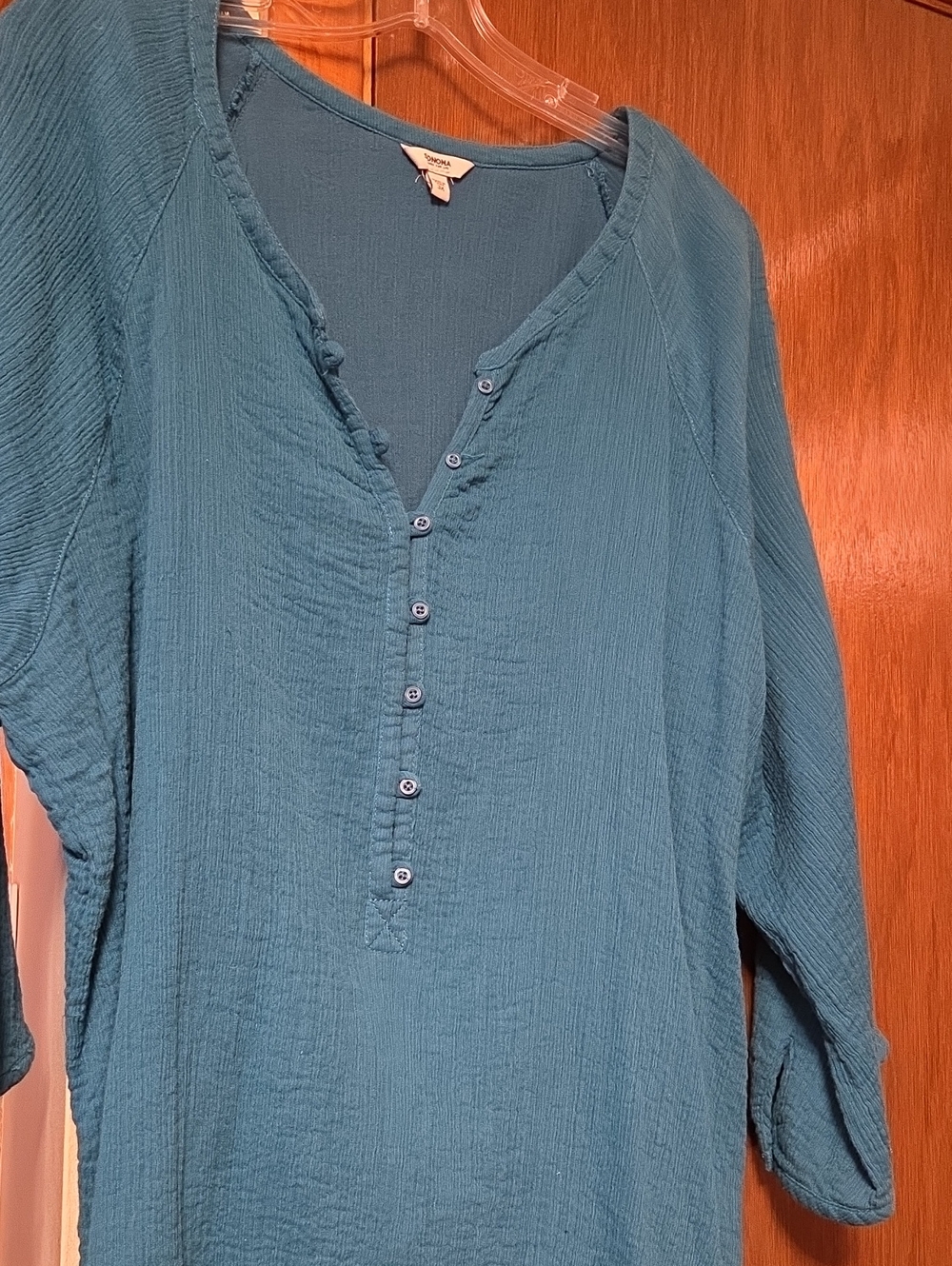 WORN ONCE Sonoma Teal Button-Up Gauze Tunic